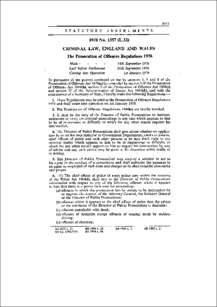 The Prosecution of Offences Regulations 1978