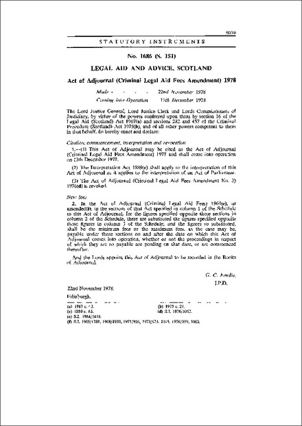 Act of Adjournal (Criminal Legal Aid Fees Amendment) 1978