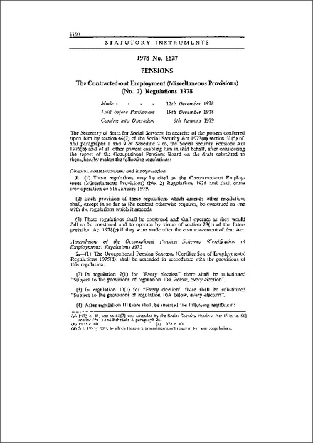 The Contracted-out Employment (Miscellaneous Provisions) (No. 2) Regulations 1978