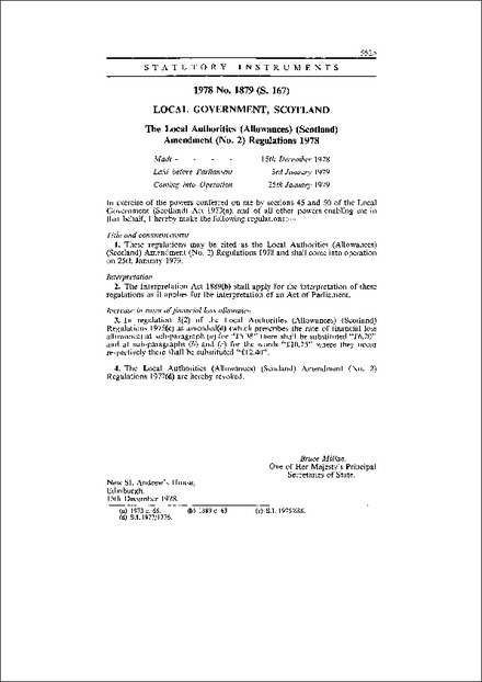 The Local Authorities (Allowances) (Scotland) Amendment (No. 2) Regulations 1978