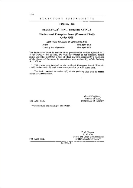 The National Enterprise Board (Financial Limit) Order 1978