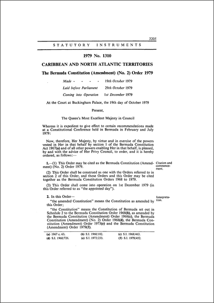 The Bermuda Constitution (Amendment) (No. 2) Order 1979