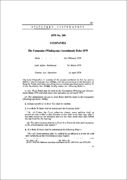 The Companies (Winding-up) (Amendment) Rules 1979