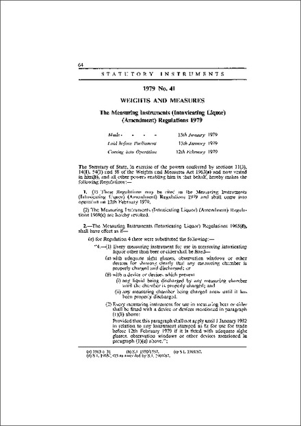 The Measuring Instruments (Intoxicating Liquor) (Amendment) Regulations 1979
