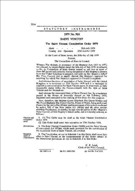 The Saint Vincent Constitution Order 1979