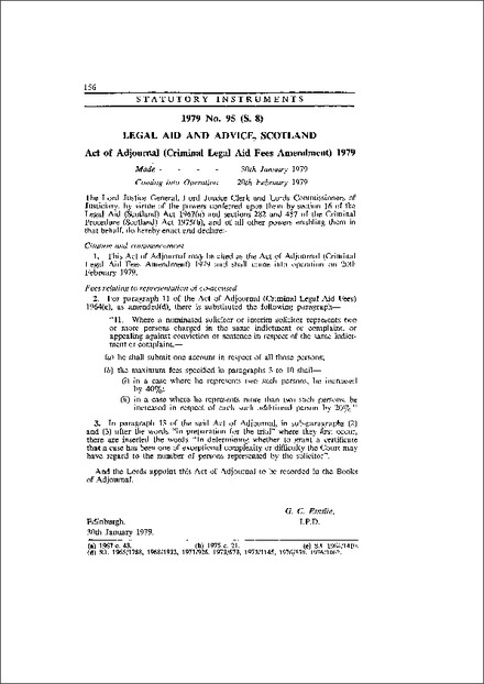 Act of Adjournal (Criminal Legal Aid Fees Amendment) 1979