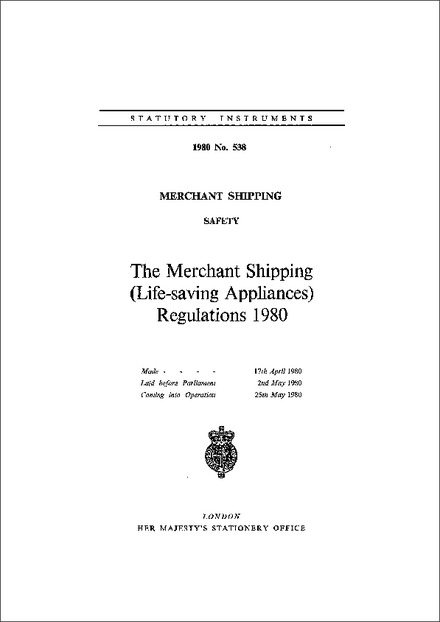 The Merchant Shipping (Life-saving Appliances) Regulations 1980