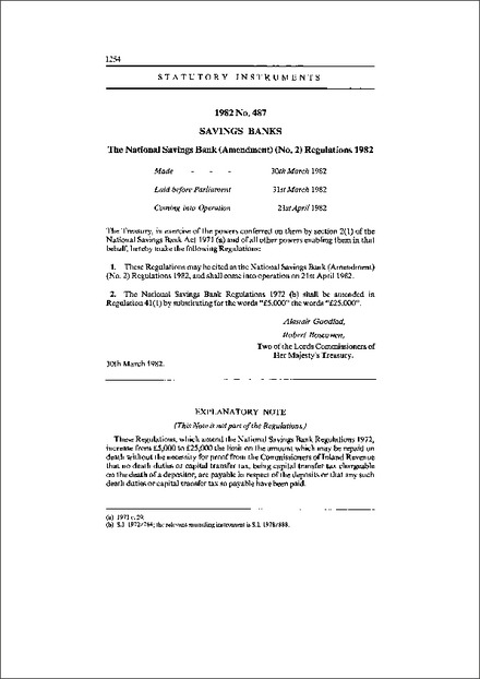 The National Savings Bank (Amendment) (No. 2) Regulations 1982