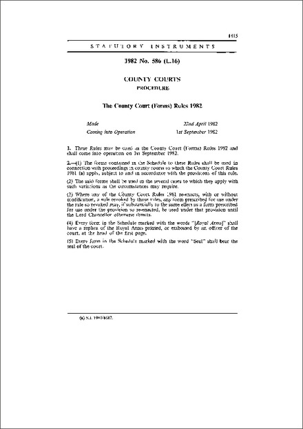 The County Court (Forms) Rules 1982