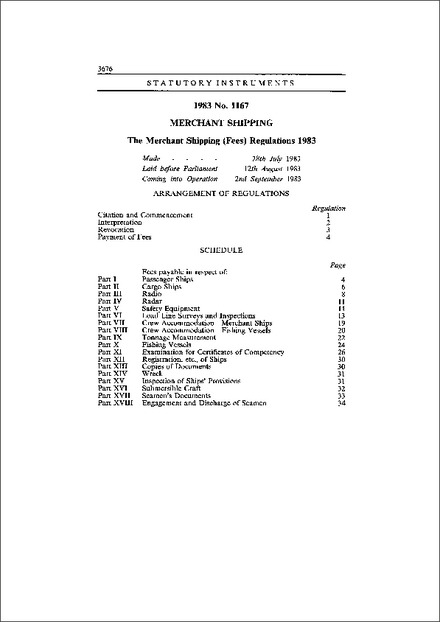 The Merchant Shipping (Fees) Regulations 1983
