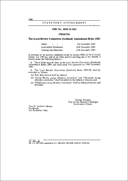 The Local Review Committee (Scotland) Amendment Rules 1983