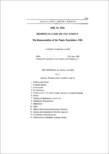 The Representation of the People Regulations 1986