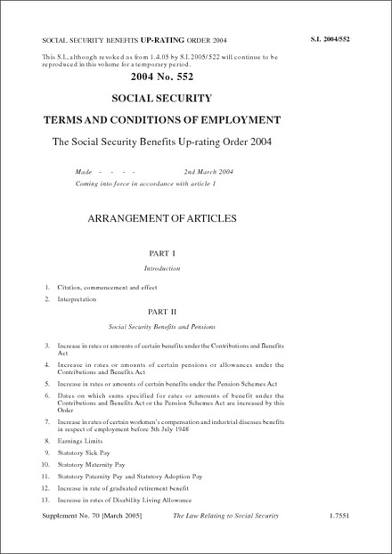 The Social Security Benefits Up-rating Order 2004