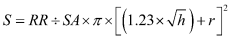 AS=RR÷ S×[π × (h1 × √h2) + r]2 