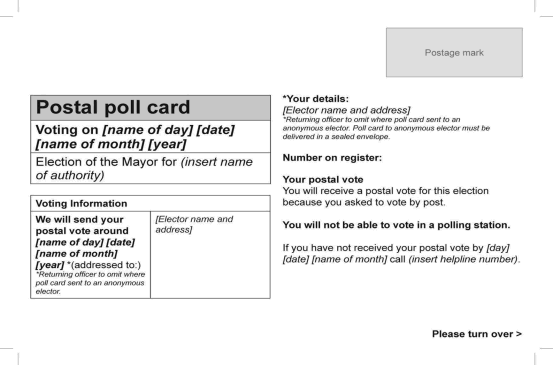 Postal poll card (front)