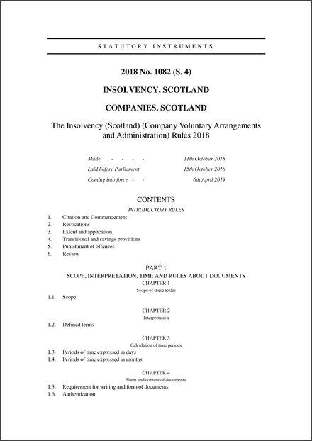 The Insolvency (Scotland) (Company Voluntary Arrangements and Administration) Rules 2018