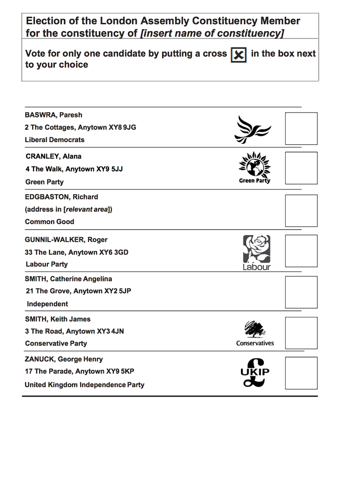 2019-09-25 - Constituency Member  - Ballot Paper (page 1)