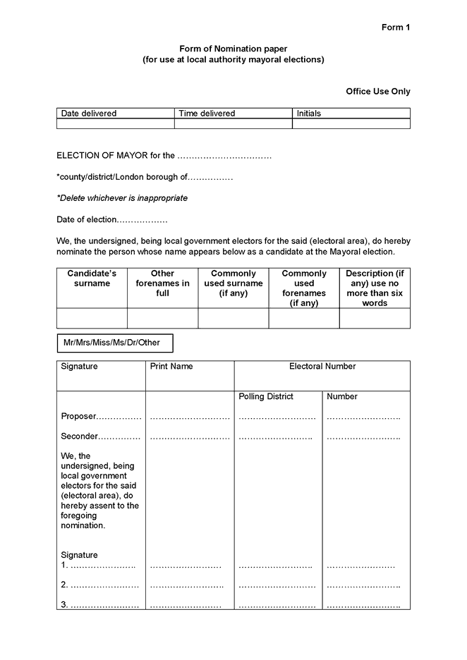 2018-07-25 - Local Mayoral Elections - Nomination Form Sch 1_Page_1