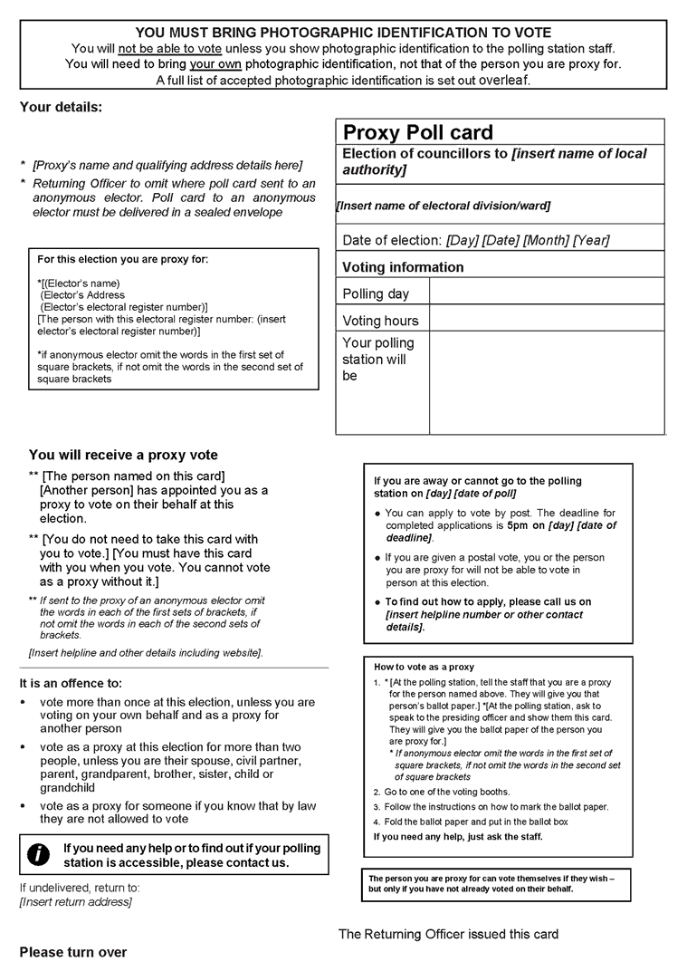 Principal area elections - standalone poll - proxy poll card - front of form