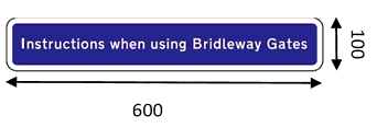 Blue rectangle annotated as Instructions when using Bridleway Gates