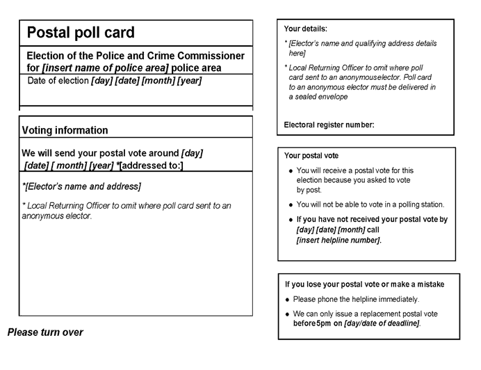 Form 12: Official postal poll card - p1