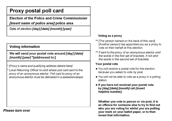 Form 14: Official postal proxy poll card - p1