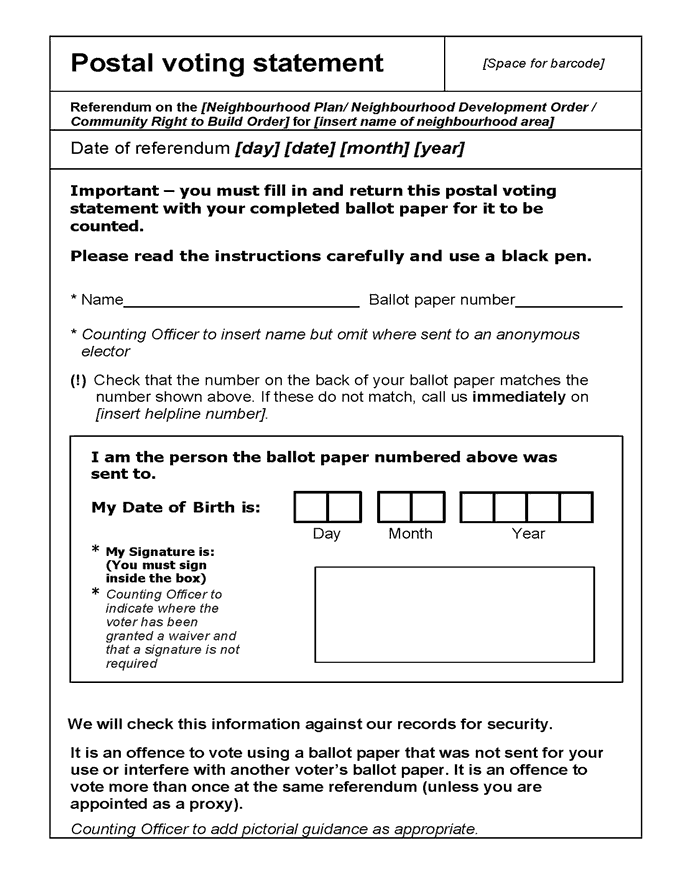 Form 6: Postal voting statement - p1