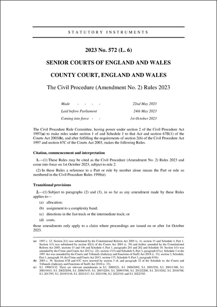 The Civil Procedure (Amendment No. 2) Rules 2023