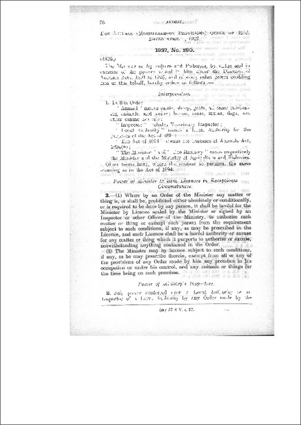 The Animals (Miscellaneous Provisions) Order of 1927