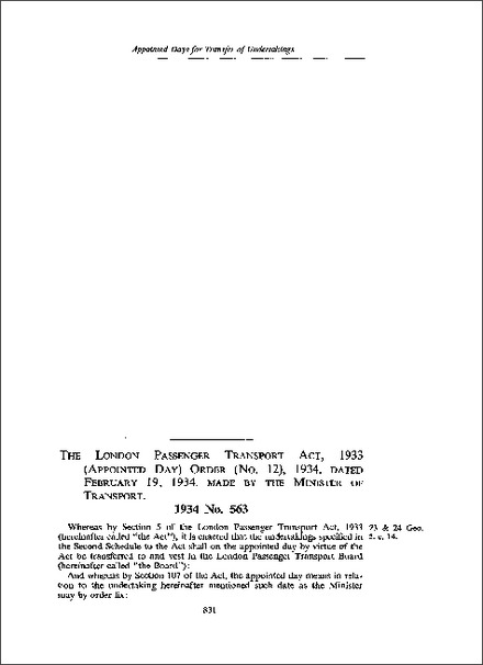 London Passenger Transport Act 1933 (Appointed Day) Order (No 12) 1934