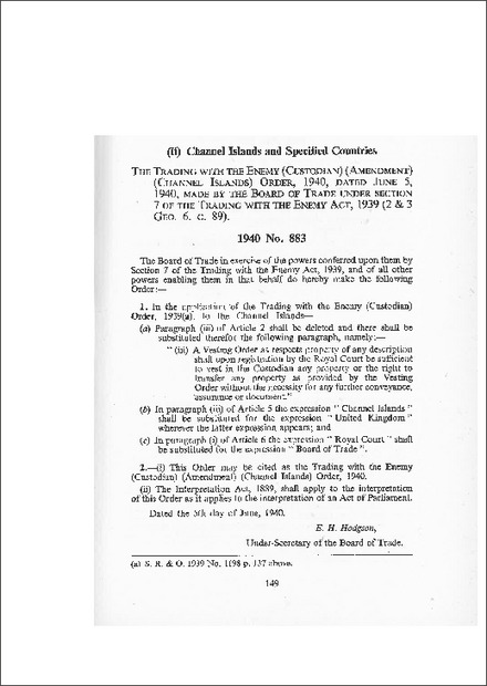 Trading with the Enemy (Custodian) (Amendment) (Channel Islands) Order 1940