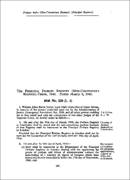 Principal Probate Registry (Non-Contentious Business) Order 1946
