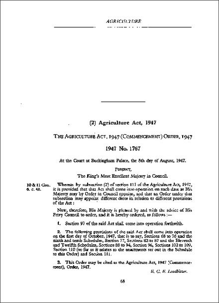 Agriculture Act 1947 (Commencement) Order 1947