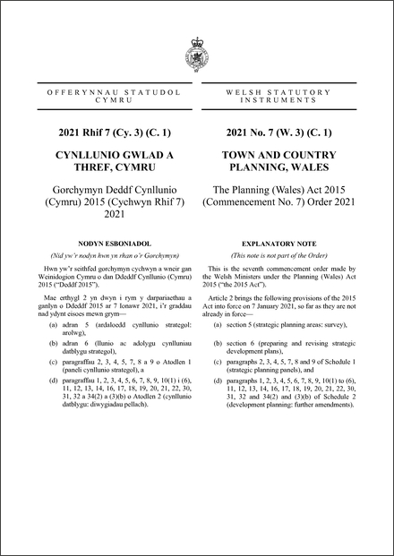 The Planning (Wales) Act 2015 (Commencement No. 7) Order 2021