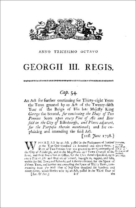 Edinburgh Two Pennies Scots Act 1798