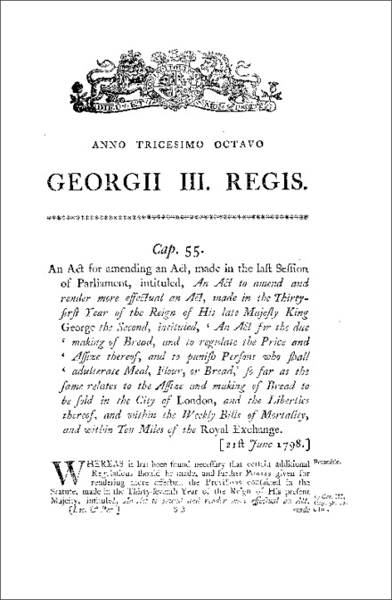 London Bread Trade Act 1798