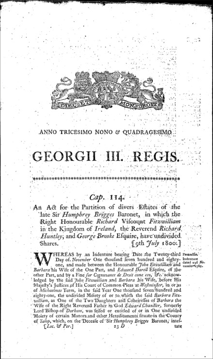 Brigges' Estate Act 1800
