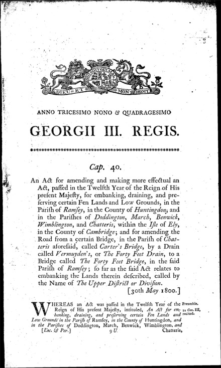 Huntingdonshire and Cambridgeshire Drainage Act 1800