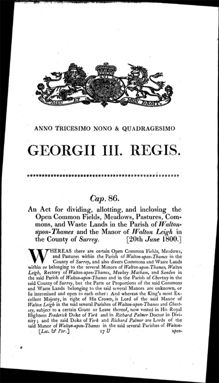 Walton-upon-Thames and Walton Leigh Inclosure Act 1800
