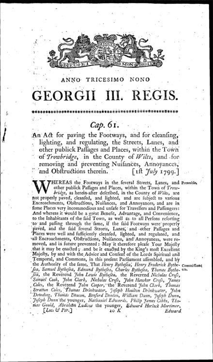 Trowbridge Improvement Act 1799