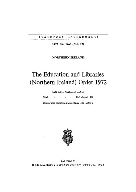 The Education and Libraries (Northern Ireland) Order 1972