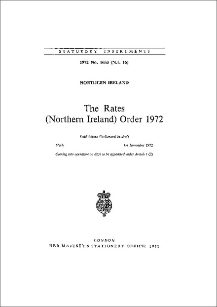 The Rates (Northern Ireland) Order 1972
