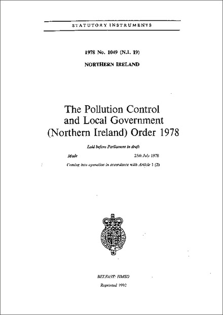 The Pollution Control and Local Government (Northern Ireland) Order 1978