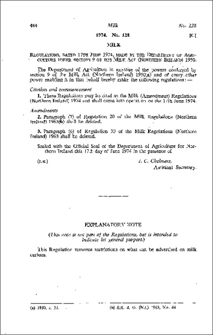 The Milk (Amendment) Regulations (Northern Ireland) 1974