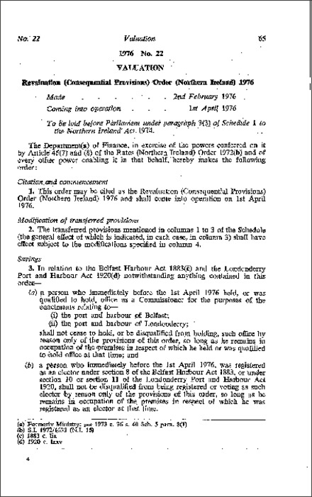 The Revaluation (Consequential Provisions) Order (Northern Ireland) 1976