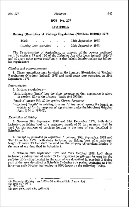 The Herring (Restriction of Fishing) Regulations (Northern Ireland) 1978