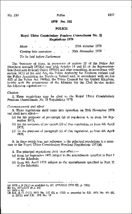 The Royal Ulster Constabulary Pensions (Amendment No. 2) Regulations (Northern Ireland) 1978