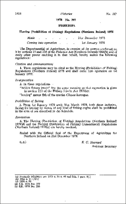 The Herring (Prohibition of Fishing) Regulations (Northern Ireland) 1978