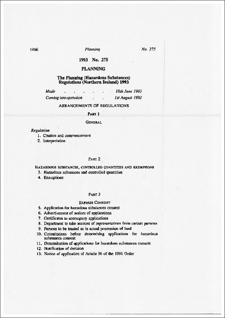 The Planning (Hazardous Substances) Regulations (Northern Ireland) 1993