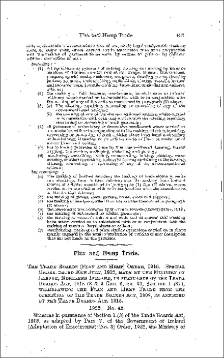 The Flax and Hemp Trade Board (Northern Ireland) 1922
